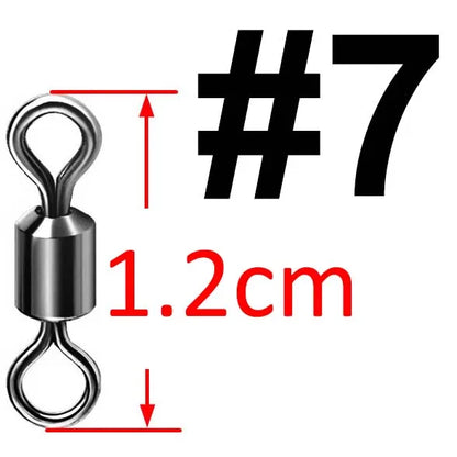 50pcs Bearing Swivel Fishing Connector Stainless Steel Carp Fishing Accessories Tackle Snap Fishhook Lure Solid Ring Swivel