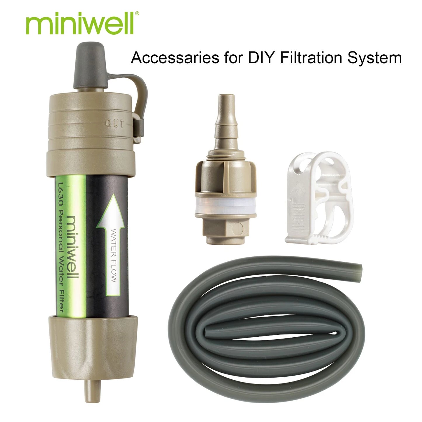 Miniwell Outdoor Gravity Water Filter System for Hiking, Camping, Survival and Travel