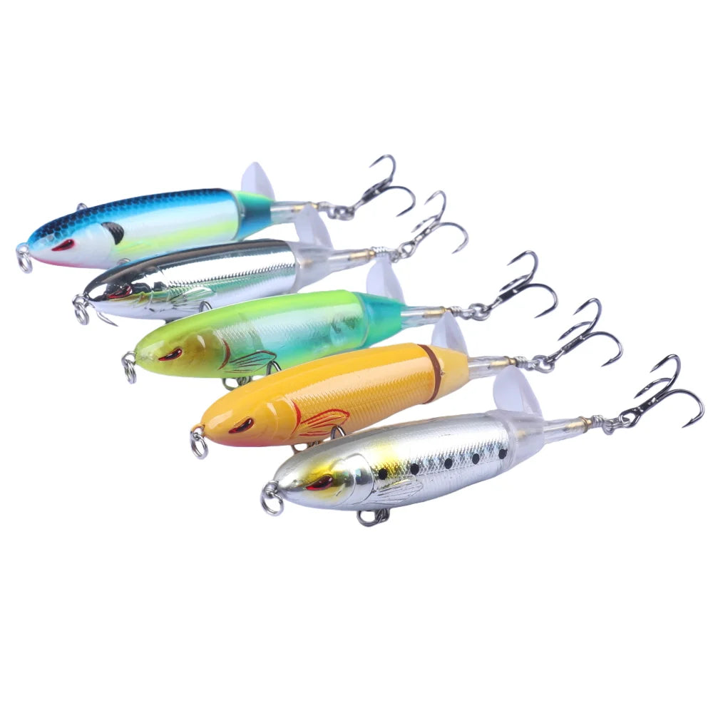 5pcs Popper Topwater Pencil Floating Bass Fishing Lures 10cm 13g