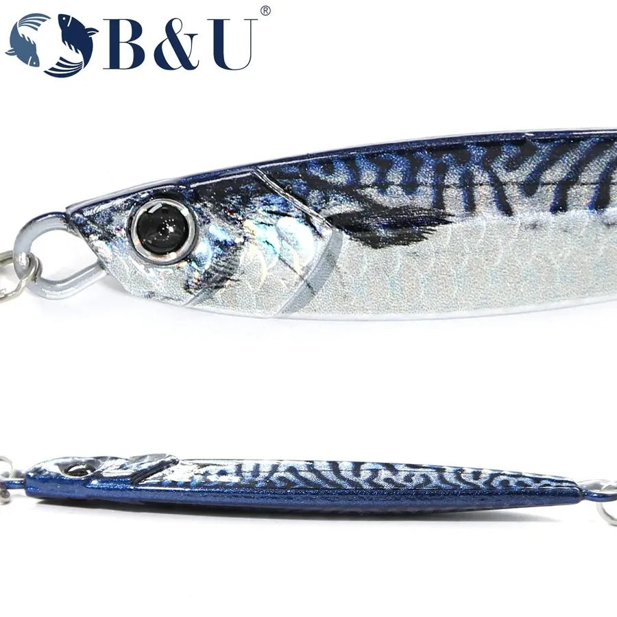 B&U Rattle Jig Sea Fishing Lures Metal Jig 40g 60g 80g Long Casting Spinning Artificial Bait with Hook Spoon Tackle