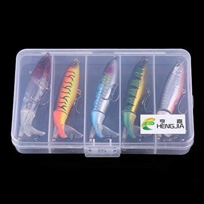 Topwater Fishing Lures With Storage Box, Whopper Popper for Bass, Catfish, Pike, Perch - Floating Pencil Bait With Rotating Tai
