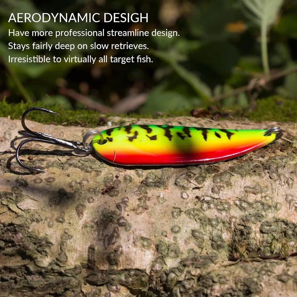 5pcs Saltwater Spoon Fishing Lures Jigs Lure for Tuna Salmon Grouper, Sea Fish Jigging Lure, Trolling Spoon for Bass