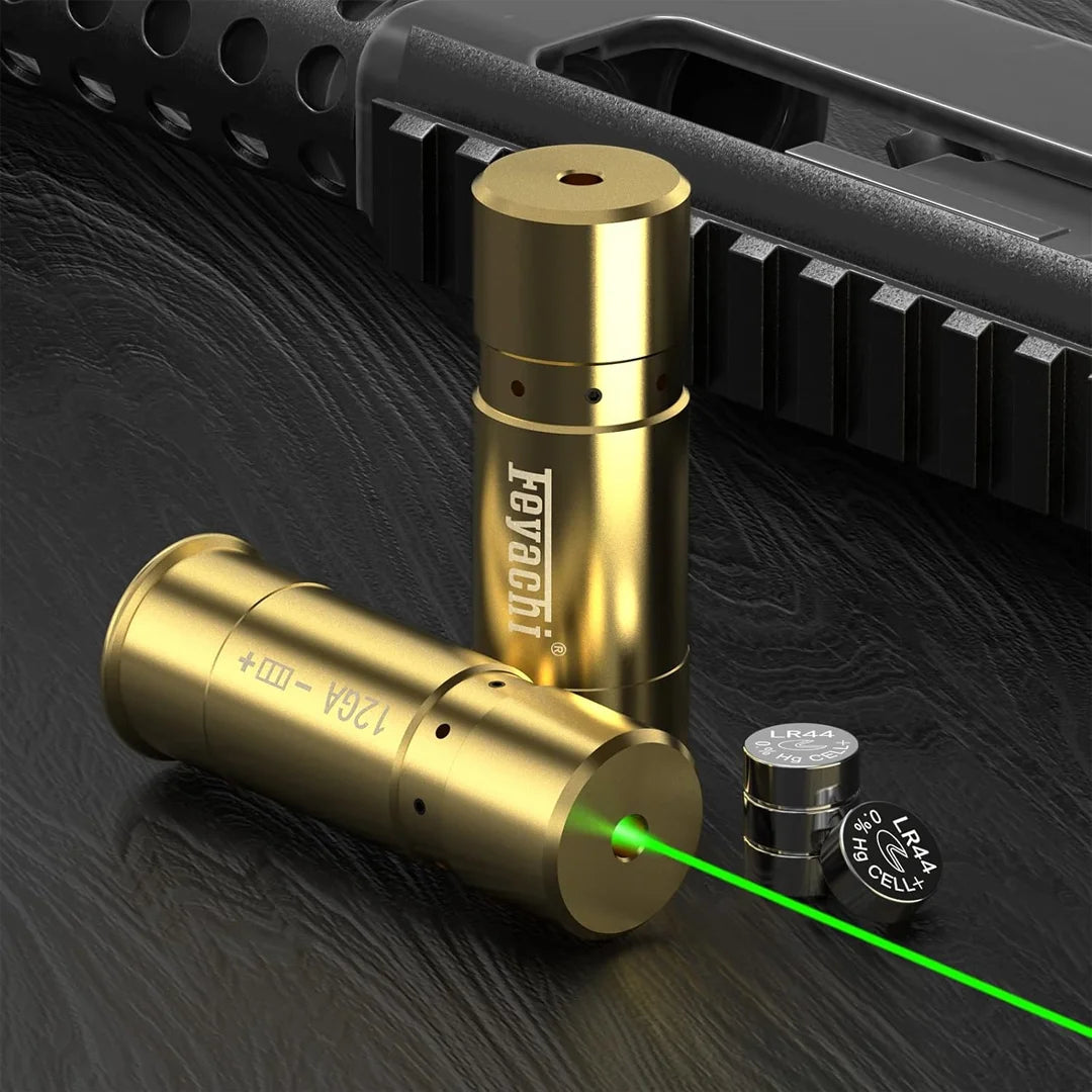 Feyachi Bore Sight 12 Gauge Red/Green Laser Zeroing Boresighter with 3 Sets of Batteries