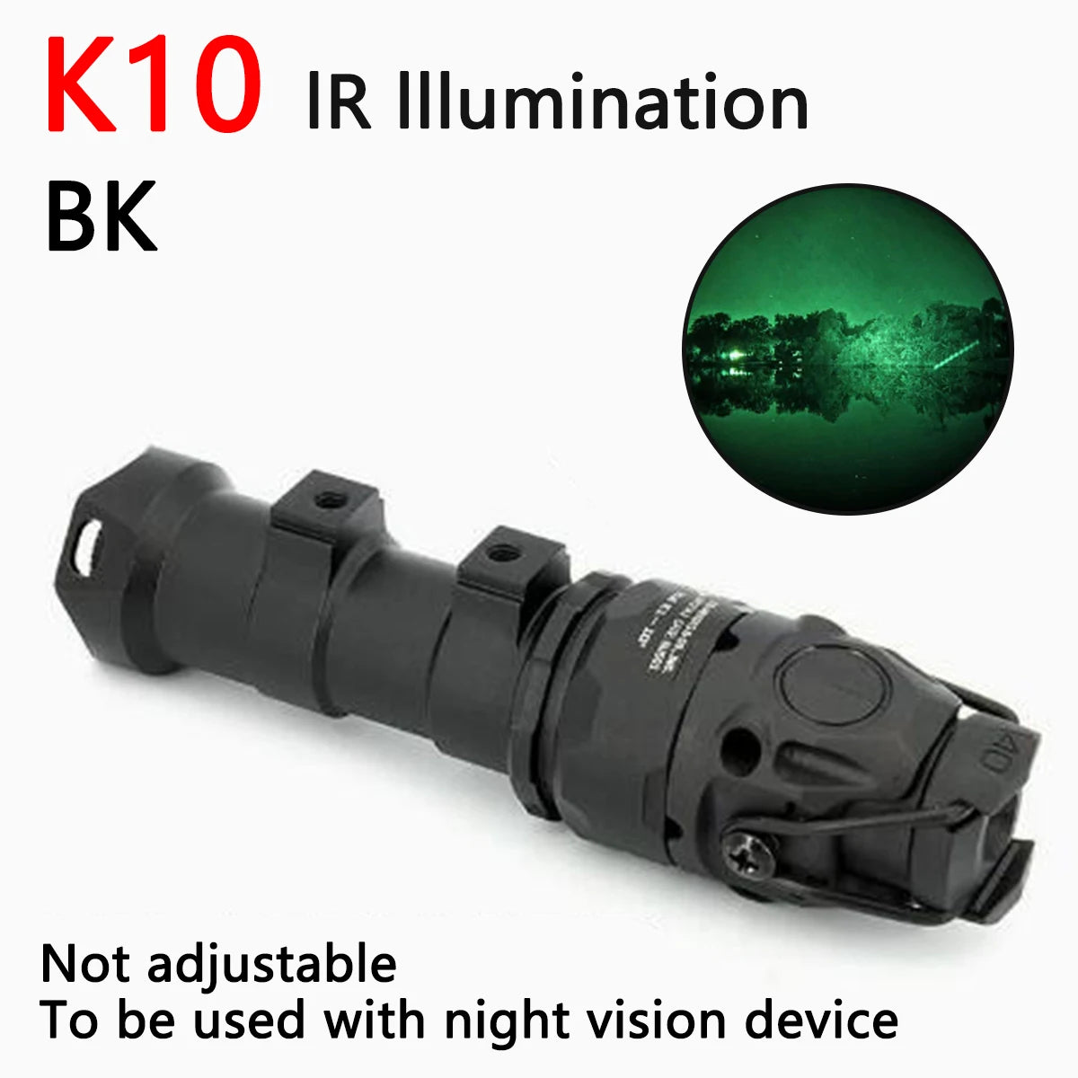 Tactical KIJI K10 IR Light Aluminum CNC IR 850nm Illumination Hunting Scout Light K10 IR/LED Flashlight Fit MICH2000 ARC Helmet