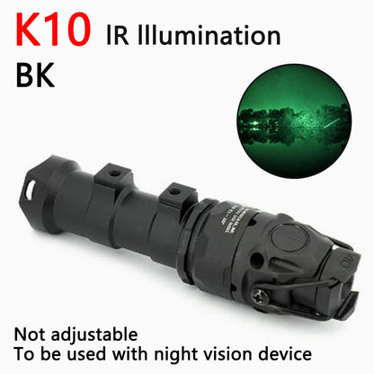 Tactical KIJI K10 IR Light Aluminum CNC IR 850nm Illumination Hunting Scout Light K10 IR/LED Flashlight Fit MICH2000 ARC Helmet