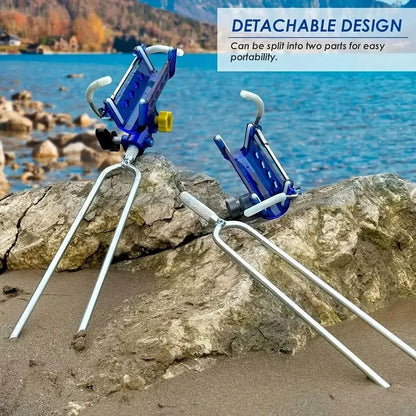 2Pc Stainless Steel Fishing Rod Bracket with  ° Adjustable One Key Lock, Reinforced Nylon Tip and Tapered Drilling Rod Self Loc