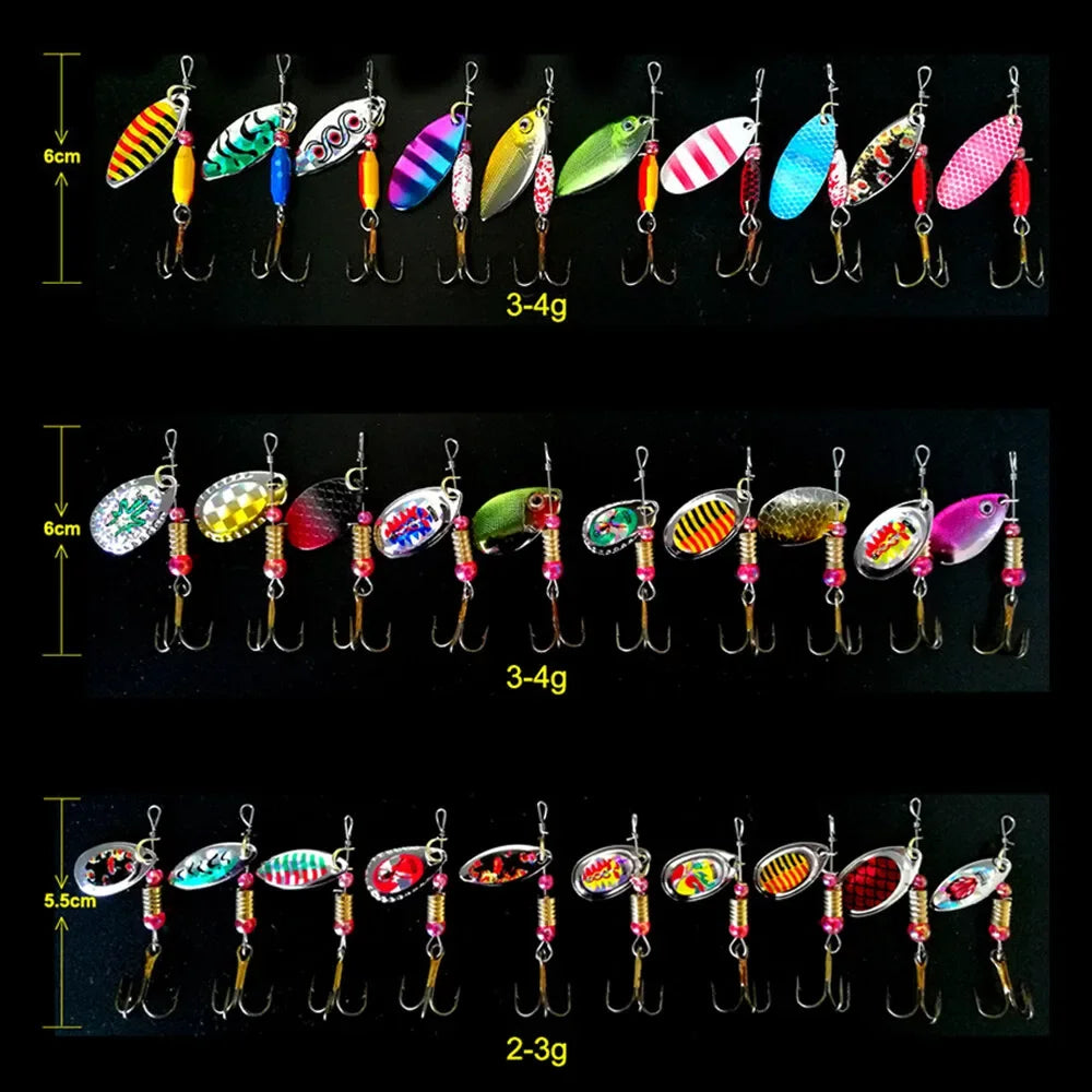 30pcs Sparkling Sequins Fishing Lure Realistic Metal Bait Spinnerbait Spoon Lures