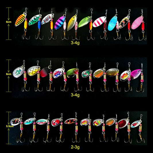 30pcs Sparkling Sequins Fishing Lure Realistic Metal Bait Spinnerbait Spoon Lures