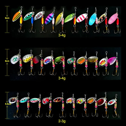30pcs Sparkling Sequins Fishing Lure Realistic Metal Bait Spinnerbait Spoon Lures