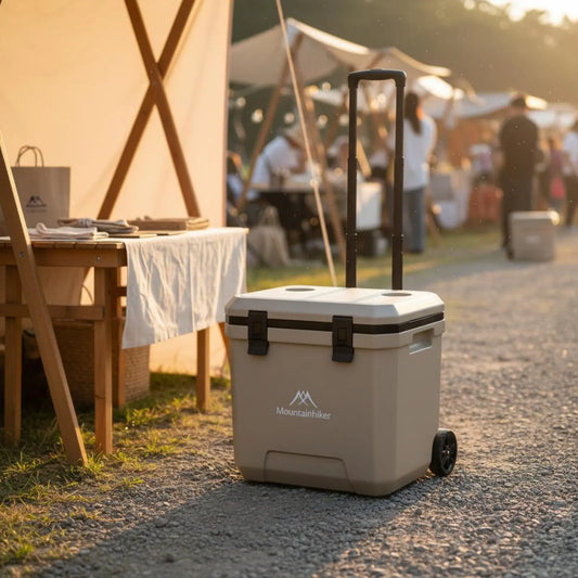 Wheeled Cooler Insulated Wheeled Cooler Box Portable Ice Chest Easy to Roll Cooling Gear Food Crisp for Market Stall, Car Travel
