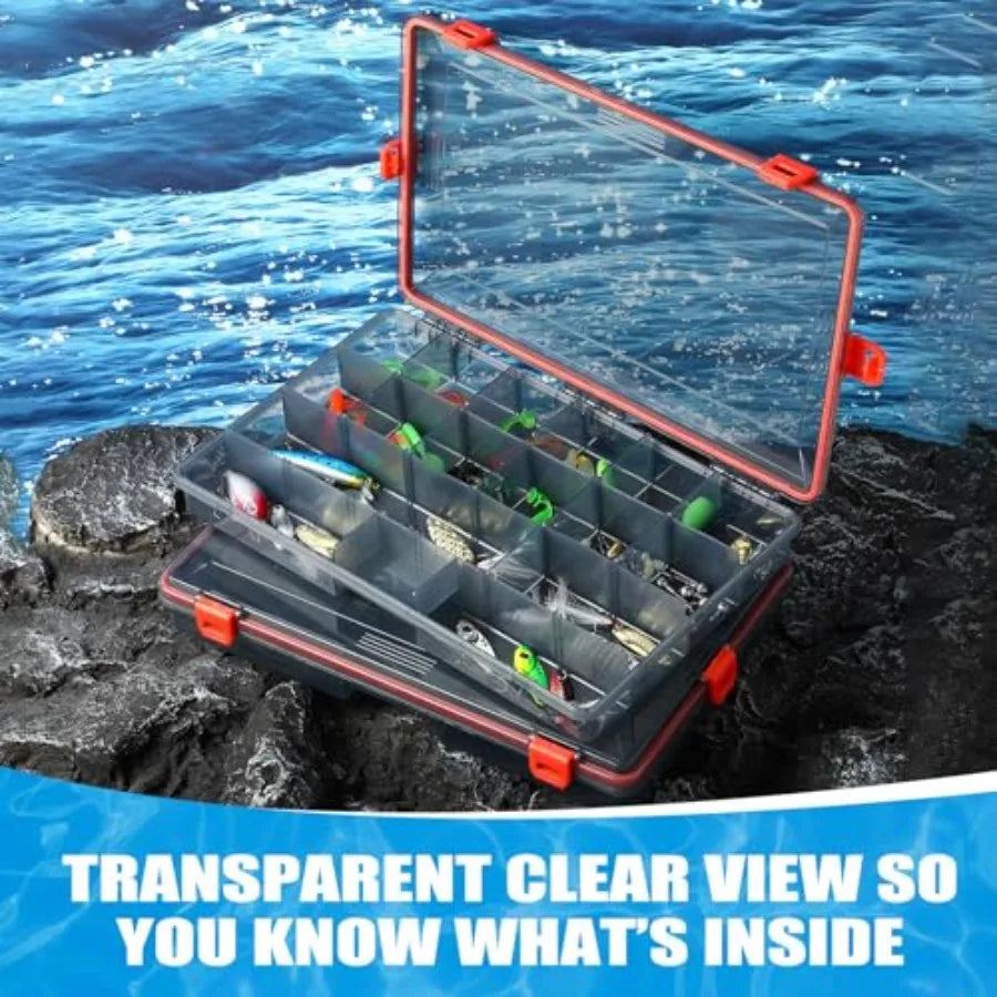 6 Pack Fishing Tackle Boxes Waterproof 3600 and 3700 Tackle Trays with Removable Dividers Plastic Lures Terminal Storage Organi