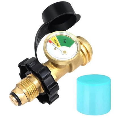 POL Propane Tank Adapter with Gauge Convert POL LP Tank Service Valve To QCC1/Type 1 for RV Camper Cylinder BBQ Gas Grill Heater