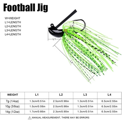 8Pcs Bass Football Jigs Set Weedless Finesse Jig Swim Jigs with Silicone Skirts 1/4 3/8 1/2 oz Fishing Lure Bait for Bass Trout