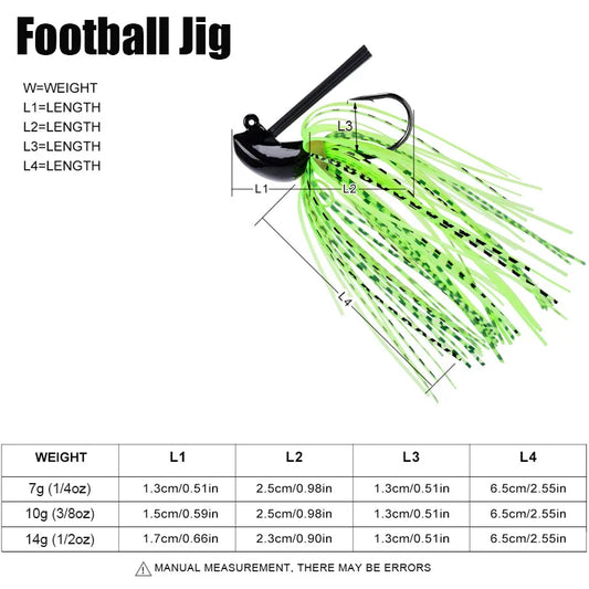 8Pcs Bass Football Jigs Set Weedless Finesse Jig Swim Jigs with Silicone Skirts 1/4 3/8 1/2 oz Fishing Lure Bait for Bass Trout