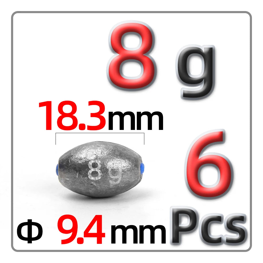 5g-60g Olive-Shaped Lead Pendant Fishing Lead Pendant Plastic Core Hollow Lead Pendant Fishing Accessories