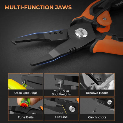 KastKing AeroVice 7.5” Fishing Pliers, 420 Stainless Steel, Uni-Body Construction, Lightweight & Corrosion-Resistant, Multi-Function Jaws, Braid Cutters, Sheath, Lanyard & Carabiner