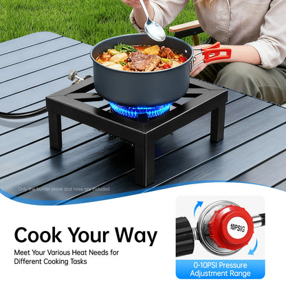 8000w Cast Iron Camping Stove, Portable Propane Gas Burner Compact Outdoor Single Burner for Hiking Picnic BBQ Emergency Use