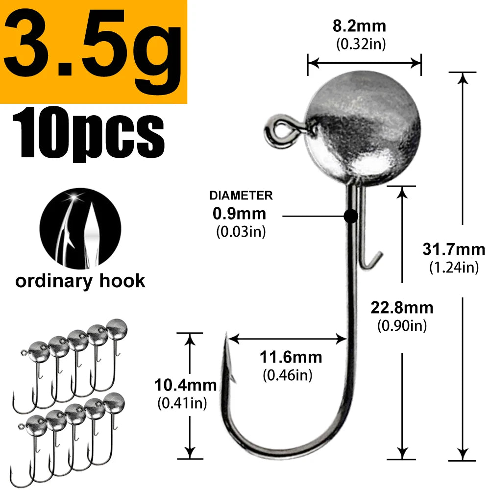 1g 2g 3g 4g -20g all size fishing jig head hook for worm soft lure bait ,round head crank jigging fishing hooks
