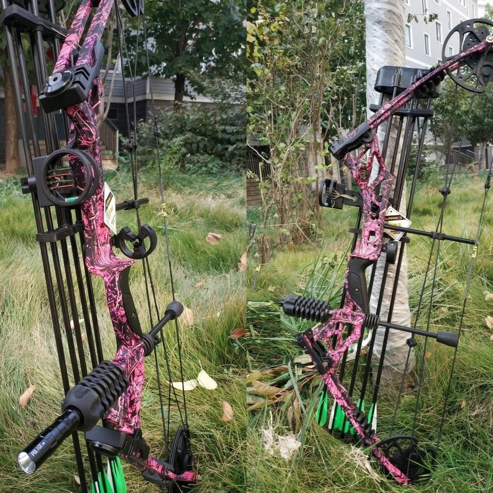 KAIMEI HAN 30-70lbs Compound Bow Carbon Arrows Set 320FPS With Release Sight for Archery Target Shooting Hunting Compound Bow