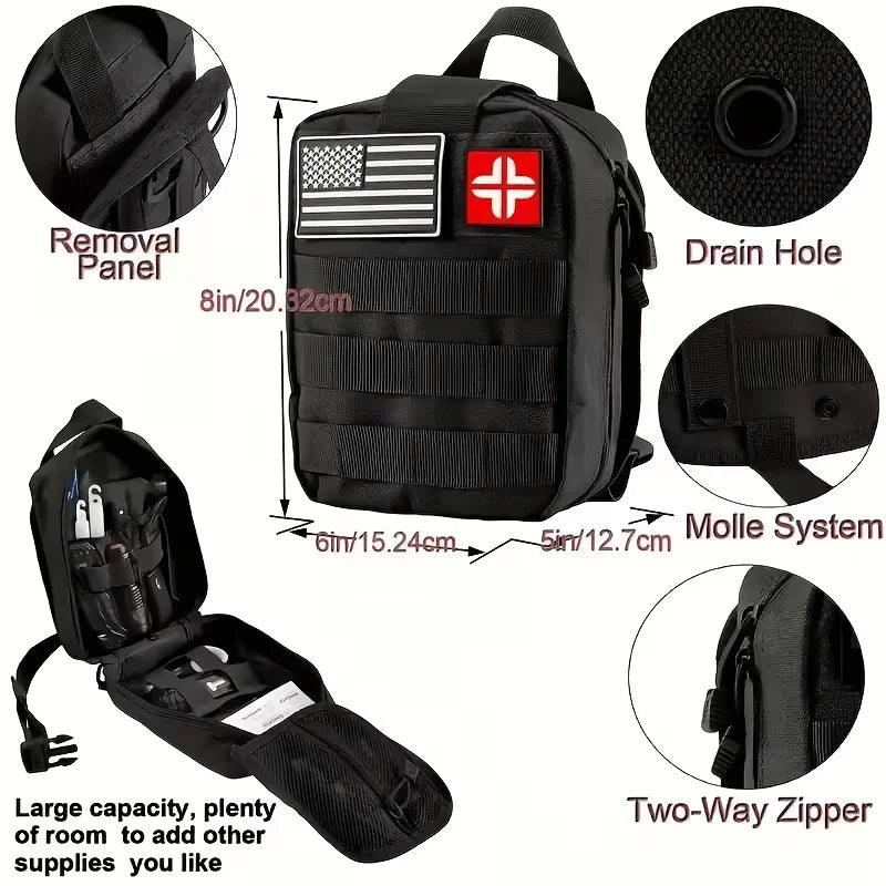 170PCS Survival Kit with Essential Gear for Hiking Camping Backpack Travel Outdoor Adventure - Trauma Kit First Aid Gift for Him Dad Christmas
