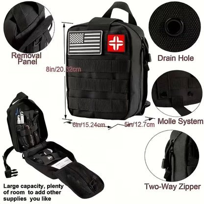 170PCS Survival Kit with Essential Gear for Hiking Camping Backpack Travel Outdoor Adventure - Trauma Kit First Aid Gift for Him Dad Christmas