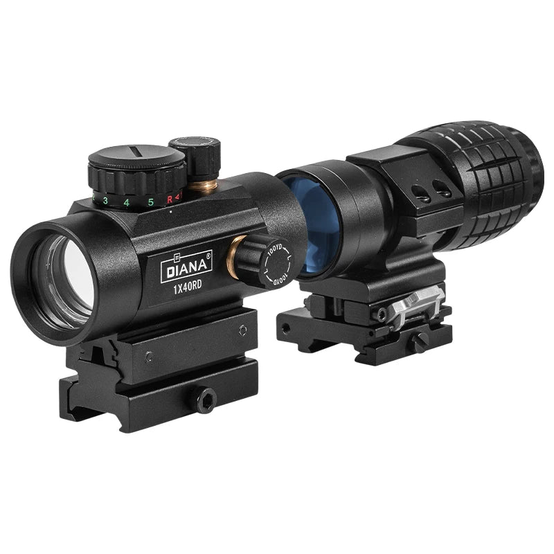 DIANA 1x40 Riflescope Tactical Red Dot Scope Sight Hunting Holographic Green Dot Sight  3x Magnifier combination