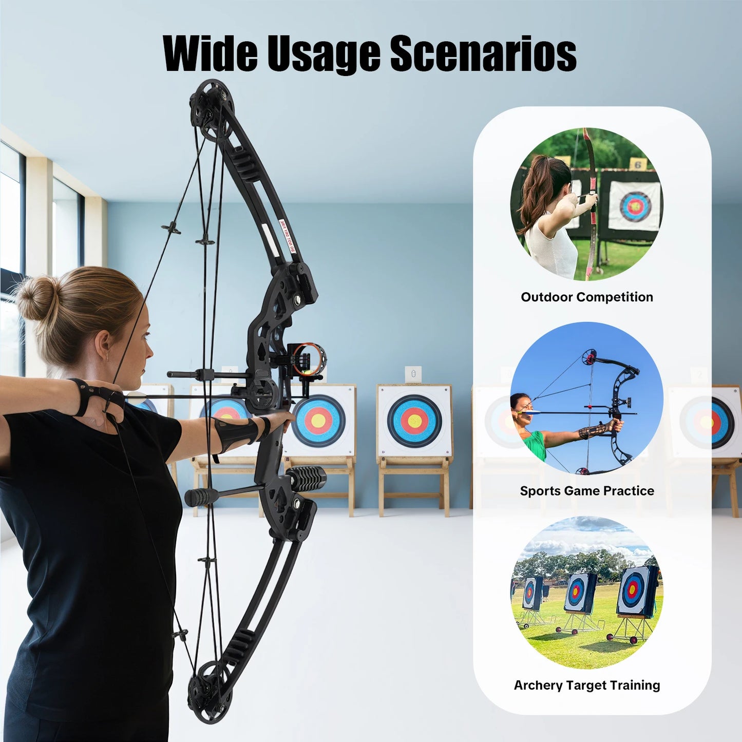 Compound Bow Arrow Set 30-55lb Adjustable Draw Length 24-29.5" for Adults Right Hand,3-Pin Sight Archery Hunting Bow w/12 Arrows