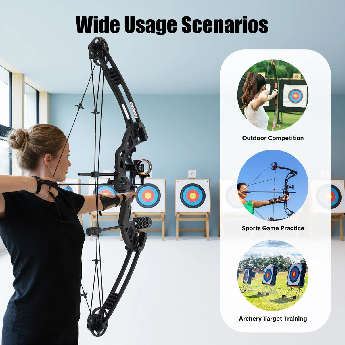 Compound Bow Arrow Set 30-55lb Adjustable Draw Length 24-29.5" for Adults Right Hand,3-Pin Sight Archery Hunting Bow w/12 Arrows