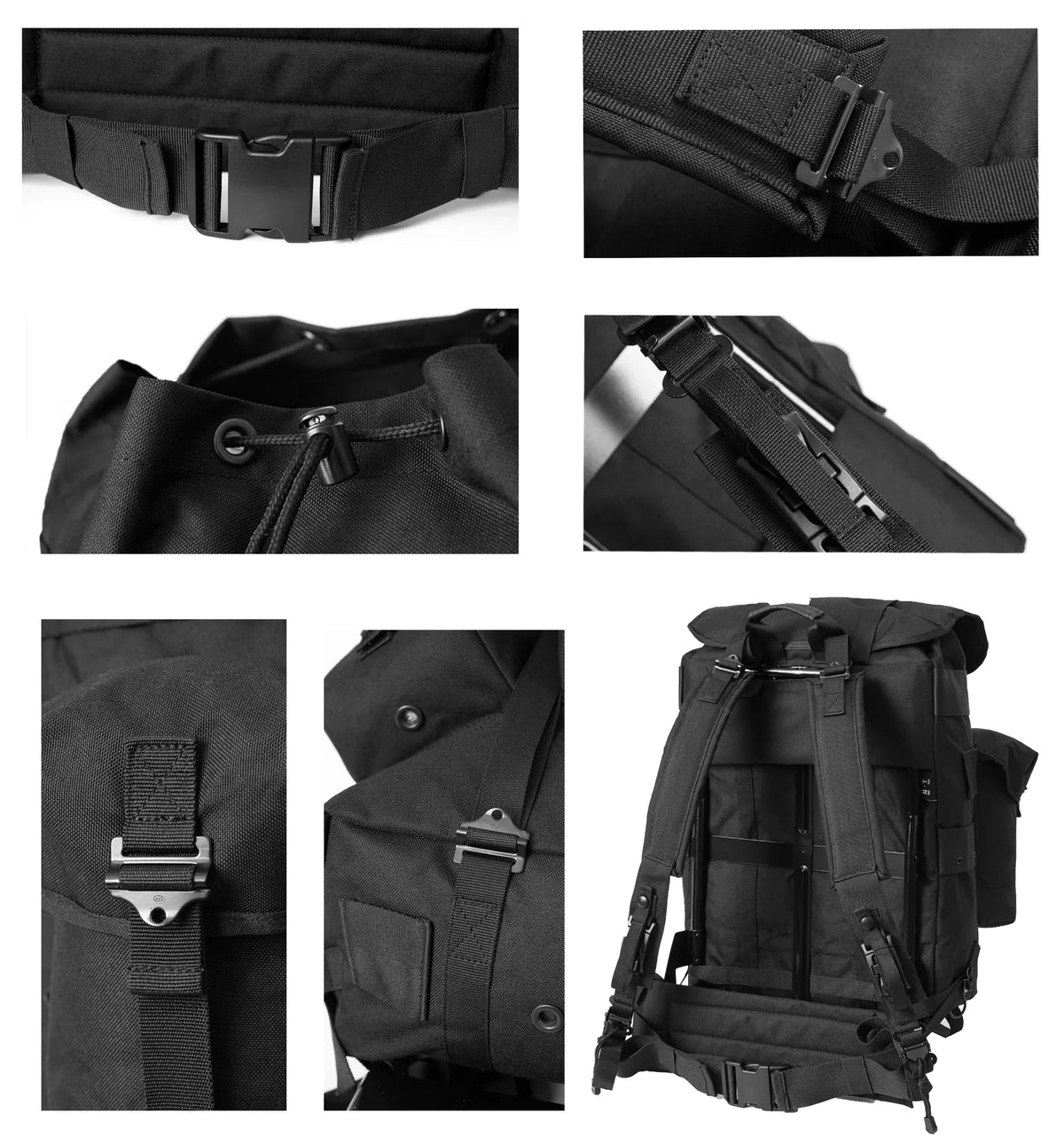 MT Military Alice Pack Army Survival Combat ALICE Rucksack Medium Assault Backpack with External Metal Frame Black