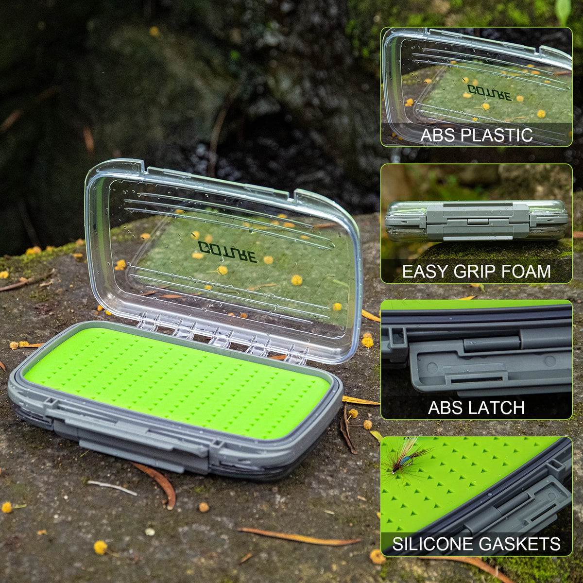 Goture Waterproof Fly Fishing Lure Bait Trout Flies Storage Box Case Container Fish Lure Bait Portable Fly Fishing Box
