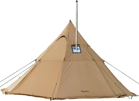 Fireproof Fabric, Green Camping Hot Tipi Tent for 4 - 8 Person, Ideal for Bushcraft, Cooking and Heating
