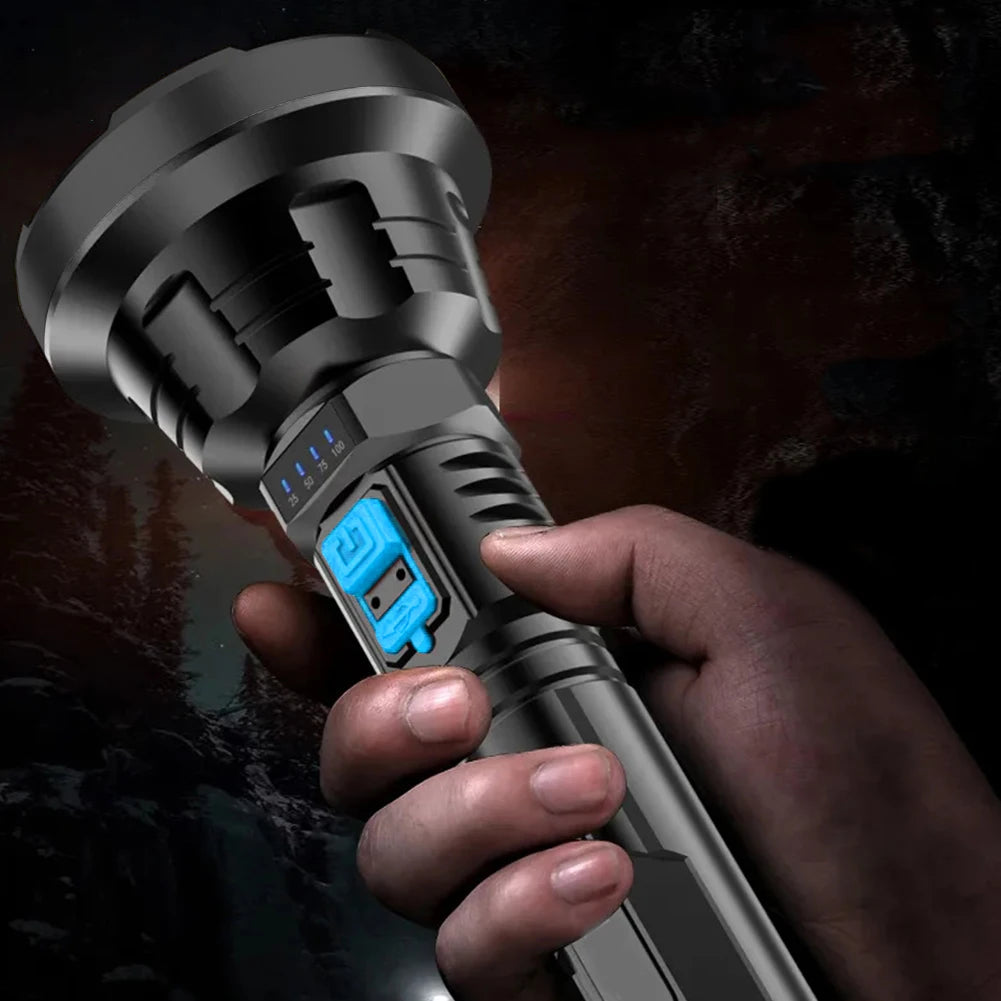 LED Camping Lamp Multifunctional Waterproof Portable Lantern USB Charging Emergency Flashlight Power Display Outdoor Accessories