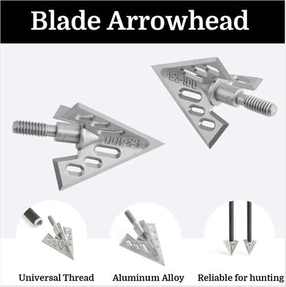 100Grain Hunting Broadhead Archery Blade Arrowheads Bow Shooting Aluminum Point Screw In Point Silver Aluminum alloy