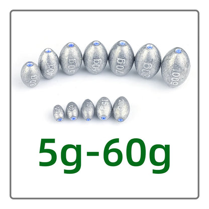 5g-60g Olive-Shaped Lead Pendant Fishing Lead Pendant Plastic Core Hollow Lead Pendant Fishing Accessories
