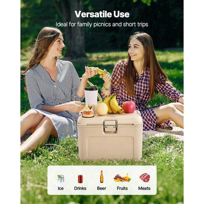 Portable Cooler, 16.5 QT Hard Cooler with Ice Retention, Heavy-Duty Handles and Cup Holder, Lightweight Rigid Material Insulated Portable Cooler, Suitable for Family Picnics and Short Trips