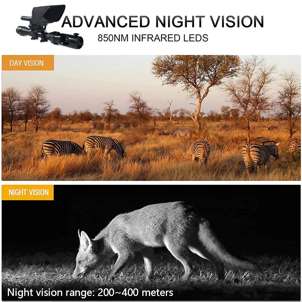 Hunting Riflescope Night Vision IR Optics Sight Scope Camera with 850nm Infrared LED Display Tactical DIY Night Vision Device