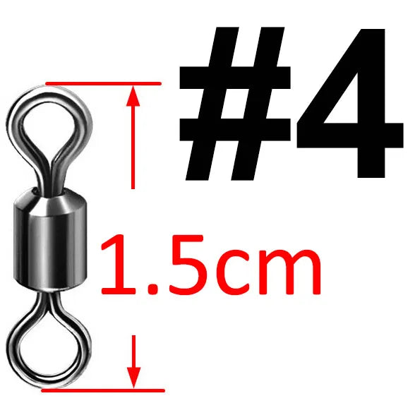 50pcs Bearing Swivel Fishing Connector Stainless Steel Carp Fishing Accessories Tackle Snap Fishhook Lure Solid Ring Swivel