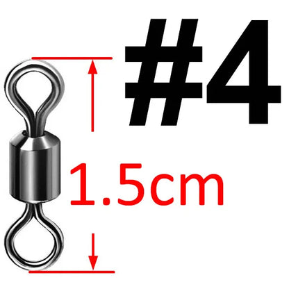 50pcs Bearing Swivel Fishing Connector Stainless Steel Carp Fishing Accessories Tackle Snap Fishhook Lure Solid Ring Swivel