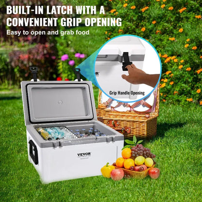 Insulated Portable Cooler 52 qt Holds 50 Cans Ice Retention Hard Cooler with Heavy Duty Handle Ice Chest Lunch Box for Camping