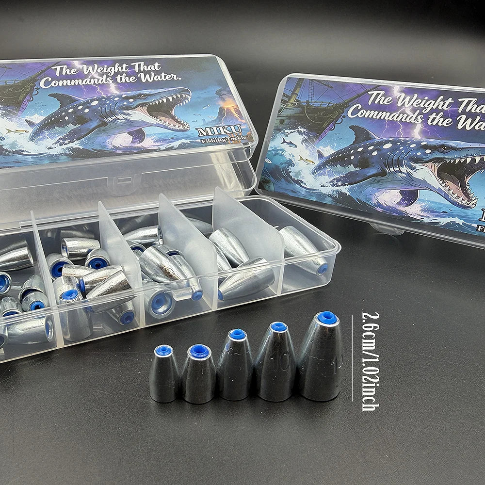 35 pieces per box of various fishing weight sets, steel fishing accessories, freshwater and saltwater bass accessories