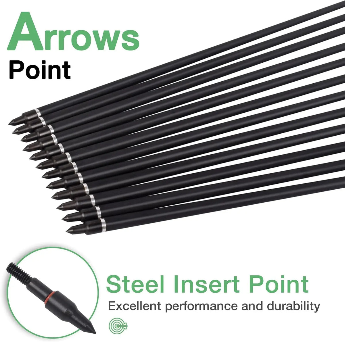 YLS 500 Spine Arrows 30 In Carbon Arrows 4" Turkey Feather Archery Target Practice Hunting Arrows with for Recurve Bow Long Bow