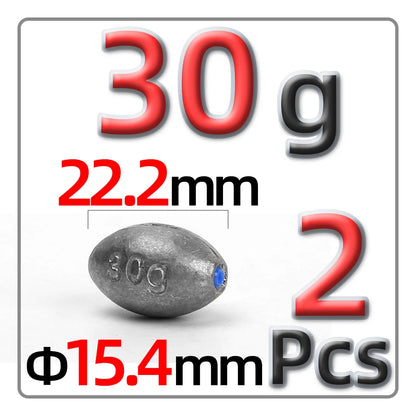 5g-60g Olive-Shaped Lead Pendant Fishing Lead Pendant Plastic Core Hollow Lead Pendant Fishing Accessories