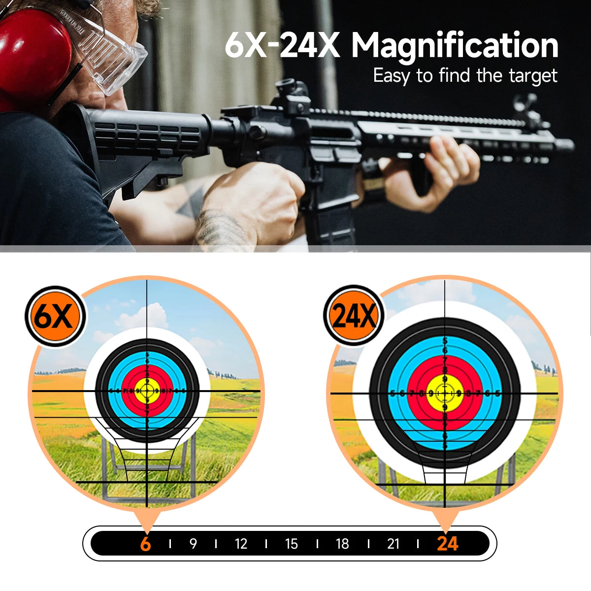 Tactical 6-24X50AOEG  Riflescope Outdoor Hunting Optical Scope Red Green Illuminated Reflex Sight Airsoft Air Gun Accessory