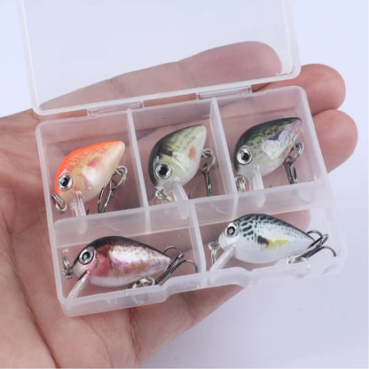 5pcs Micro Crankbait Fishing Lures for Bass Trout Topwater Lures Kit 3cm 1.5g