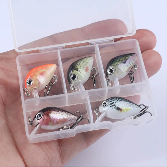 5pcs Micro Crankbait Fishing Lures for Bass Trout Topwater Lures Kit 3cm 1.5g