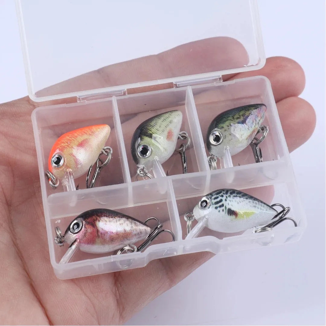 5pcs Micro Crankbait Fishing Lures for Bass Trout Topwater Lures Kit 3cm 1.5g
