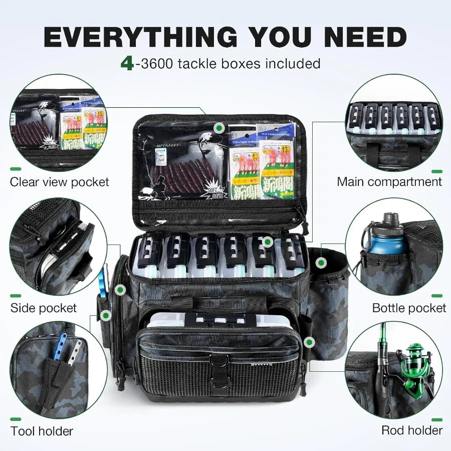 Ghosthorn Fishing Tackle Box Waterproof 3600 and 3700 Tackle Trays with Removable Dividers for Lures Storage Plastic Tackle Box