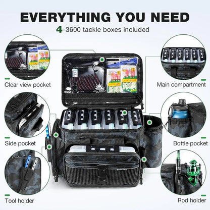 Ghosthorn Fishing Tackle Box Waterproof 3600 and 3700 Tackle Trays with Removable Dividers for Lures Storage Plastic Tackle Box