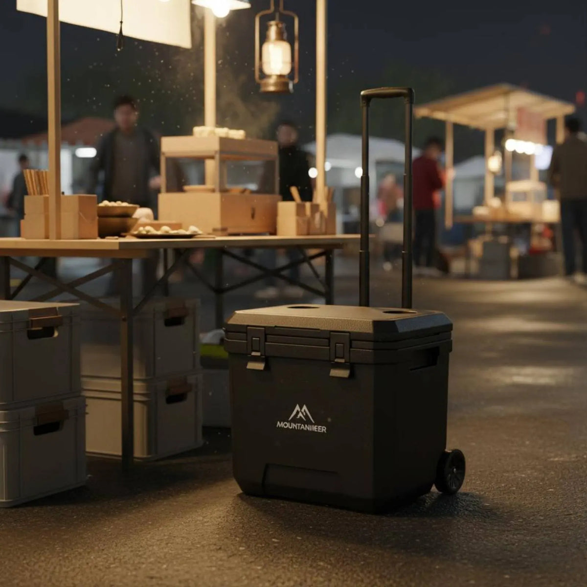 Wheeled Cooler Insulated Wheeled Cooler Box Portable Ice Chest Easy to Roll Cooling Gear Food Crisp for Market Stall, Car Travel