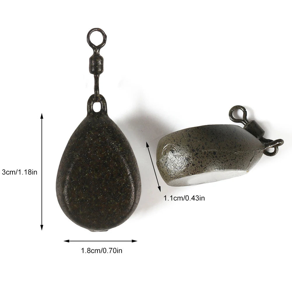 57g Carp Fishing Tackle Lead Weight Flat Pear Carp Fishing Weight Casting Drop Shot Fishing Weight for Carp Fishing Secure Clip